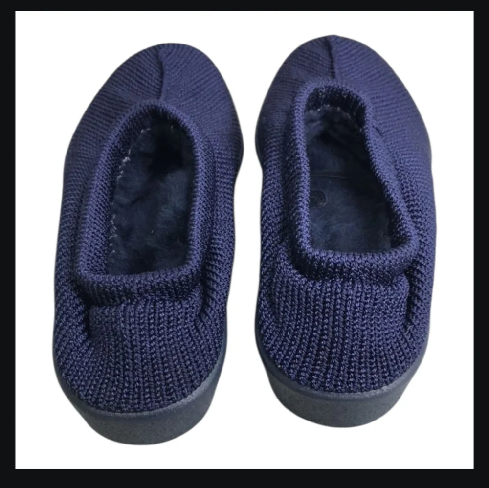 NEW Arcopedico Soft Faux Fur Lined Navy Knit Slip On Shoes 41 10
